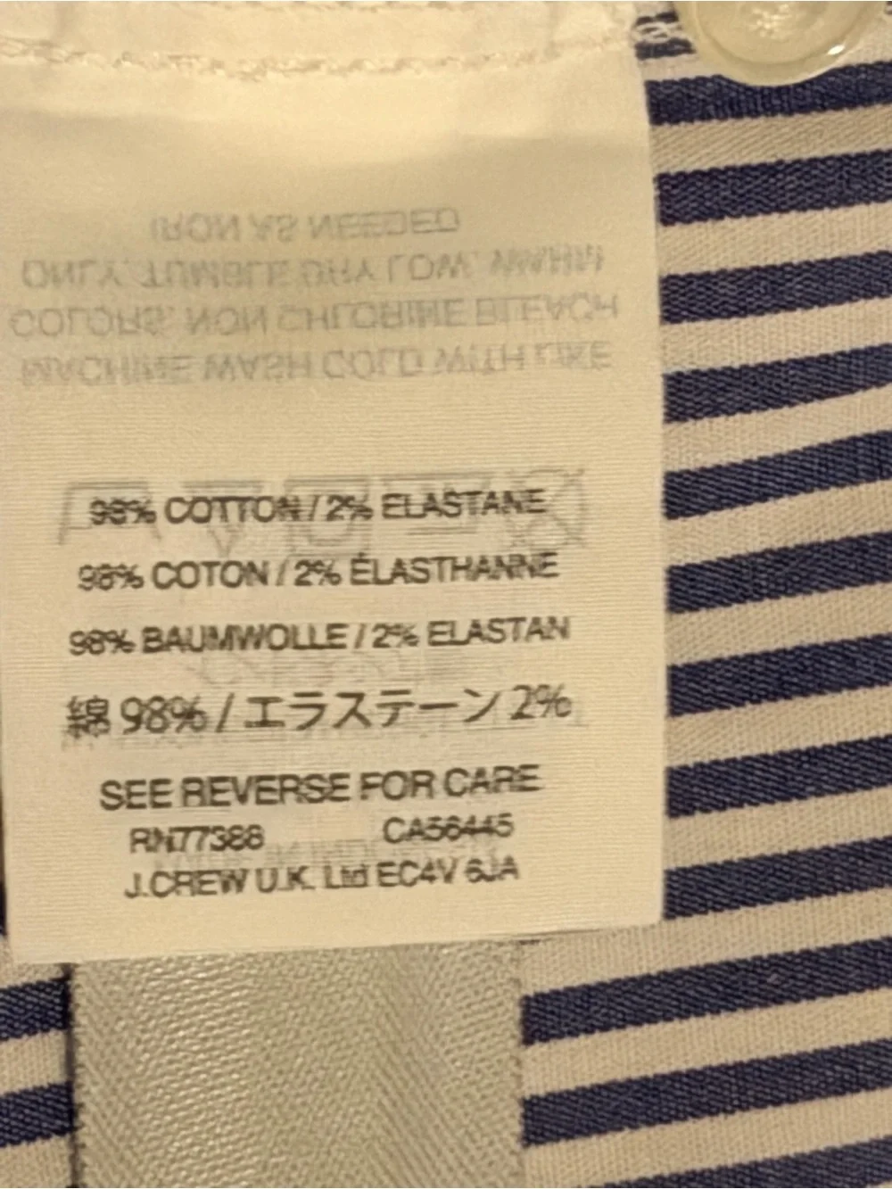 J. Crew Navy and White Striped Wrap Button-Down Blouse